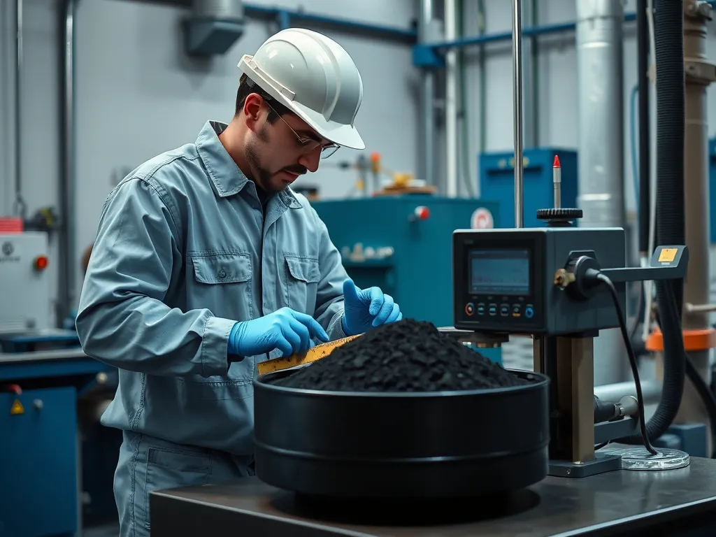 Technician measuring asphalt mixture for AASHTO T209 Maximum Specific Gravity
