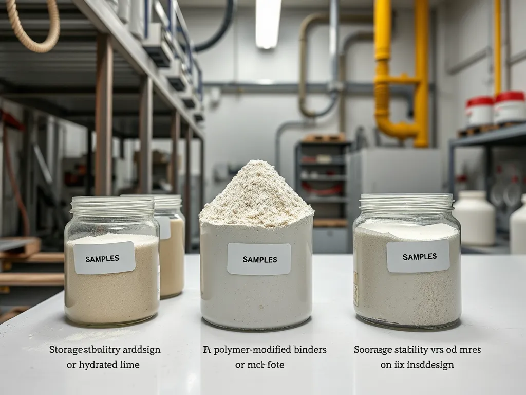 Different additives for asphalt mixtures, including polymer-modified binders and hydrated lime.