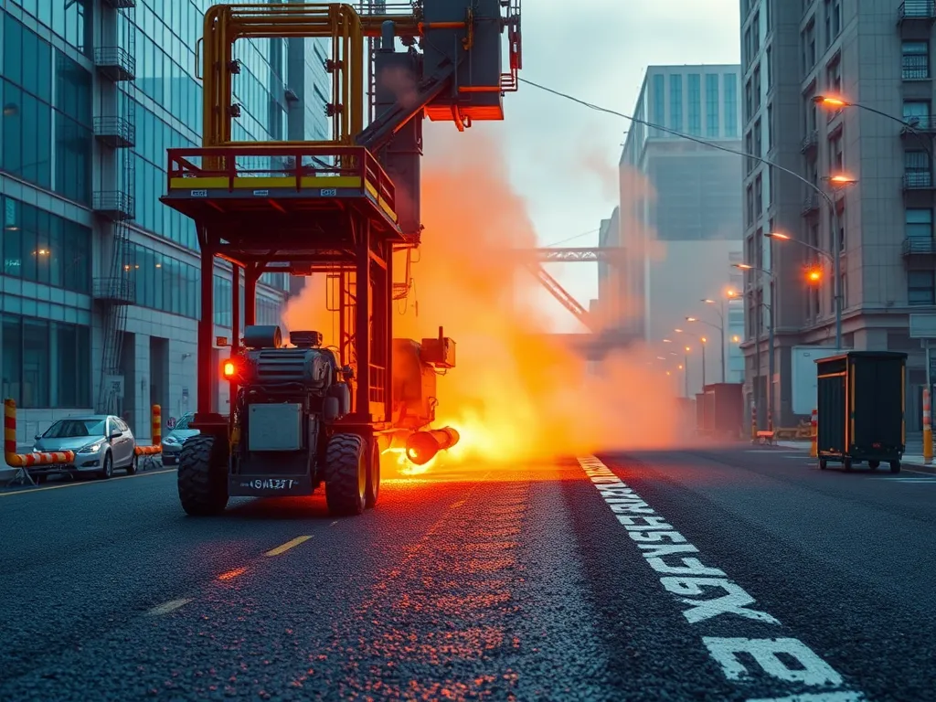 Paver machine adjusting settings for different asphalt mixes on a construction site