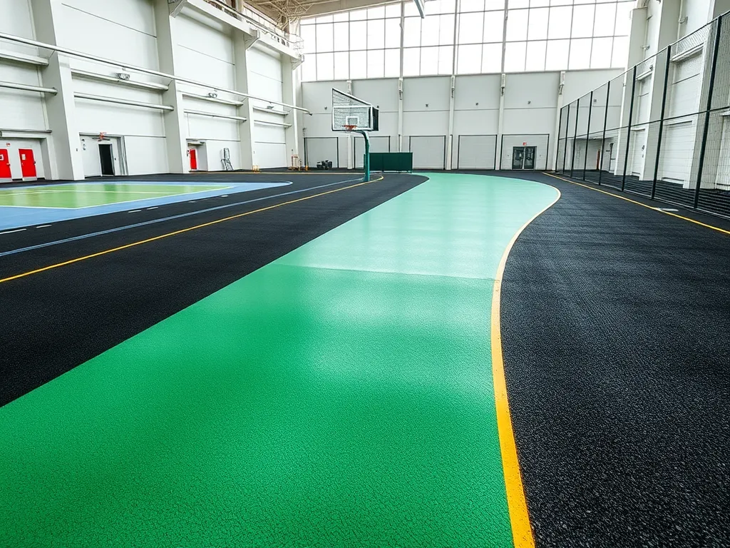 A modern sports court surface made with advanced asphalt composites, showcasing durability and design.
