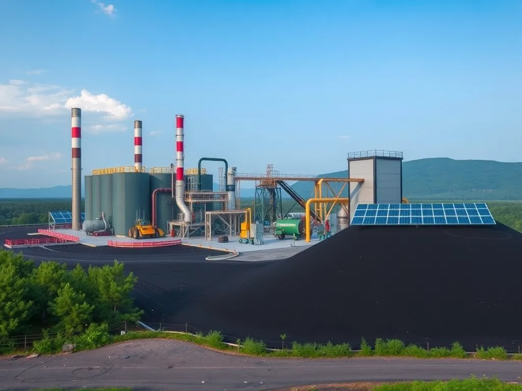 Aerial view of an asphalt plant showcasing advanced technology for asphalt production, highlighting cost efficiency challenges.