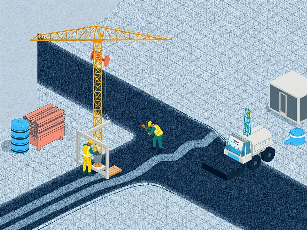 Construction workers using advanced techniques for asphalt pouring on a smooth surface.