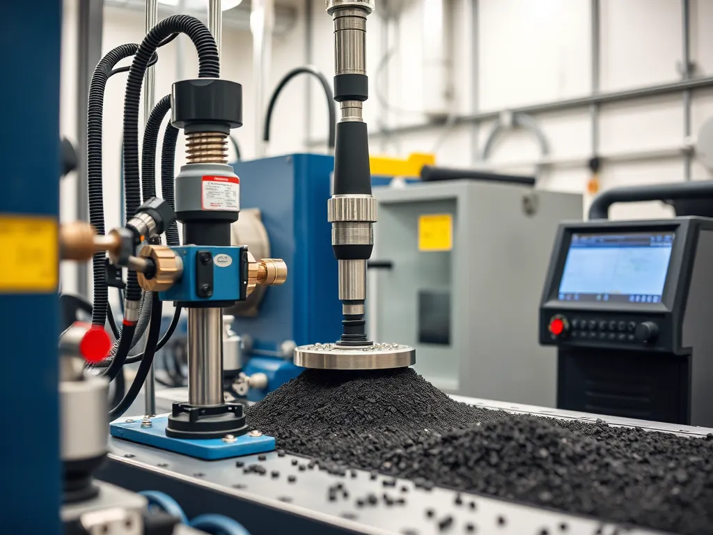 Image of advanced asphalt testing machine analyzing asphalt samples for strength and durability