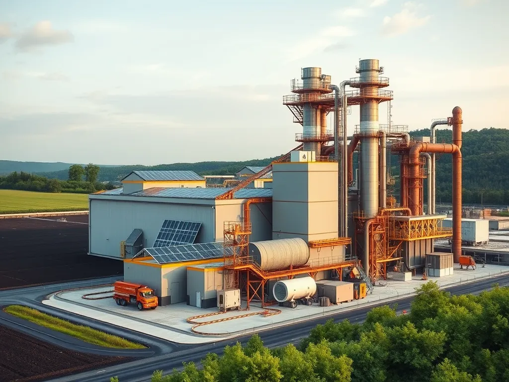 High-tech asphalt plant showcasing advanced engineering solutions for efficient asphalt production.