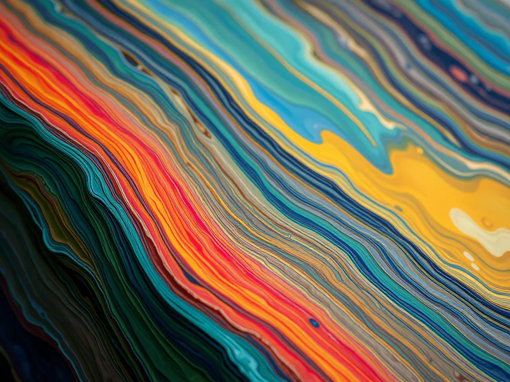 Colorful abstract painting created using advanced pouring techniques for professionals