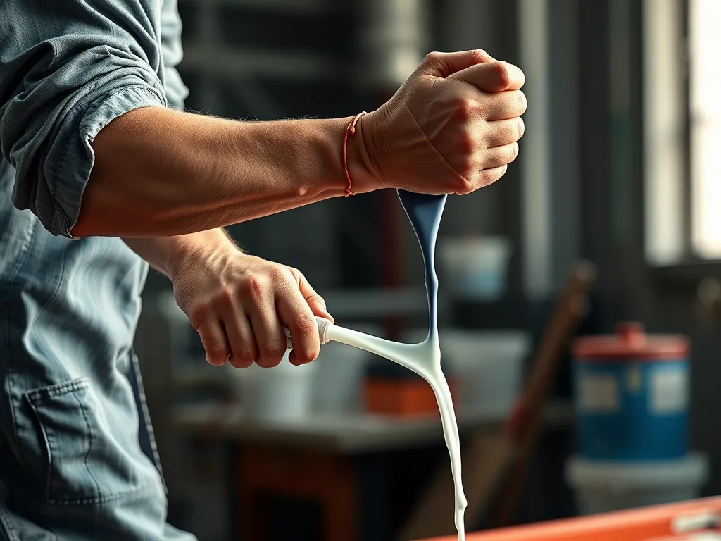 A professional demonstrating advanced pouring techniques with fluid materials for precision in artistry.