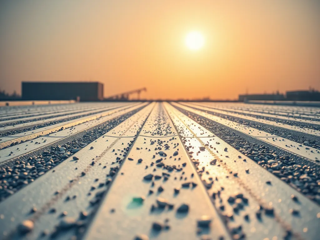 Asphalt shingles roofing material with sunset in the background showcasing durability and aesthetic appeal.