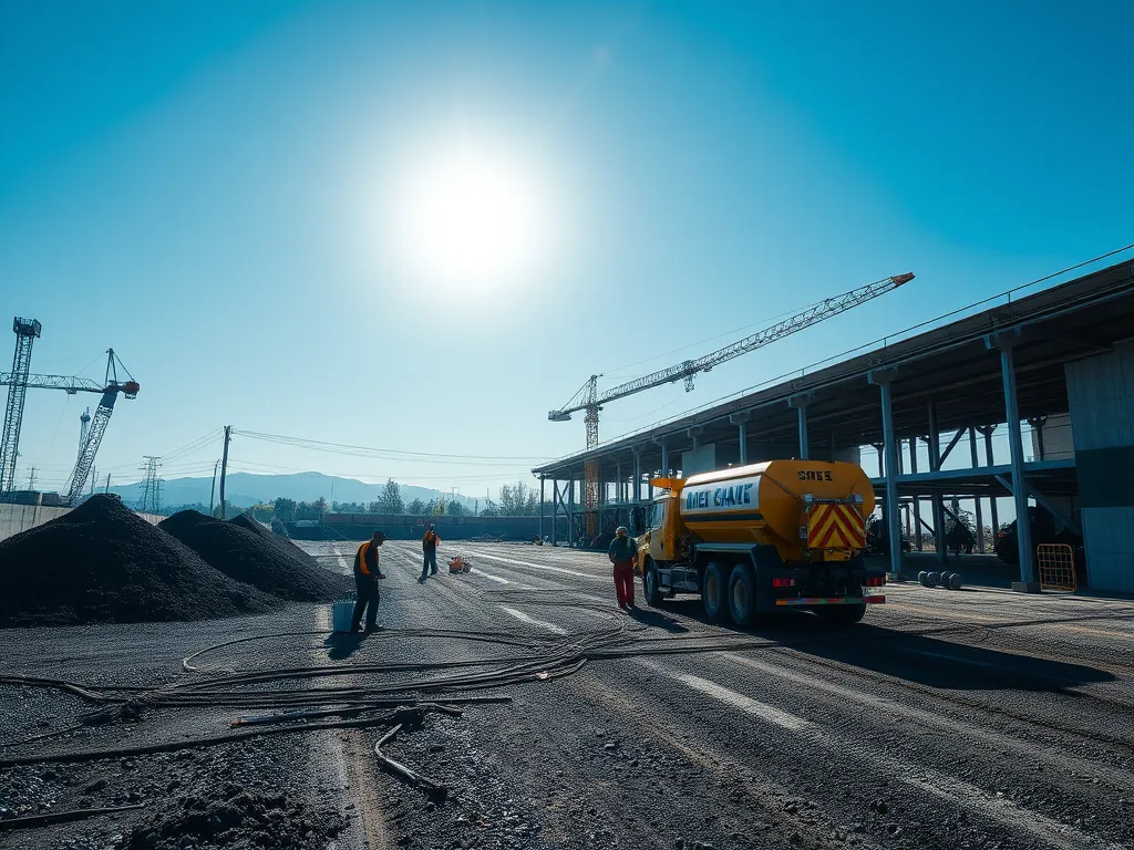 Workers using warm mix asphalt for road construction, showcasing its advantages in efficiency and environmental benefits.