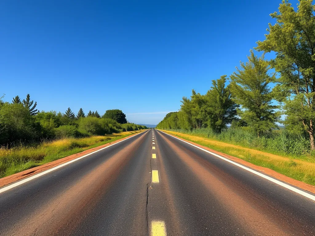 Wide road showcasing smooth warm mix asphalt surface benefits