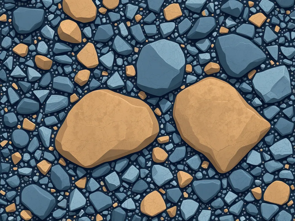 Variety of aggregate shapes and textures showcasing the significance in construction and landscaping.