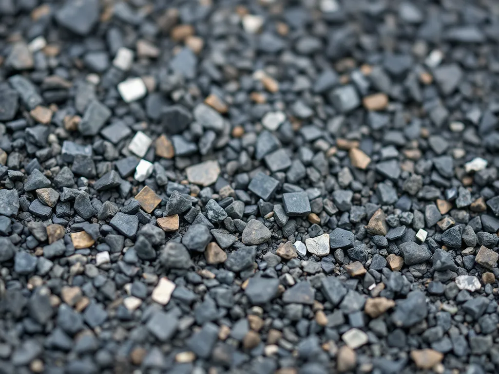 Close-up view of varied aggregate sizes affecting asphalt strength