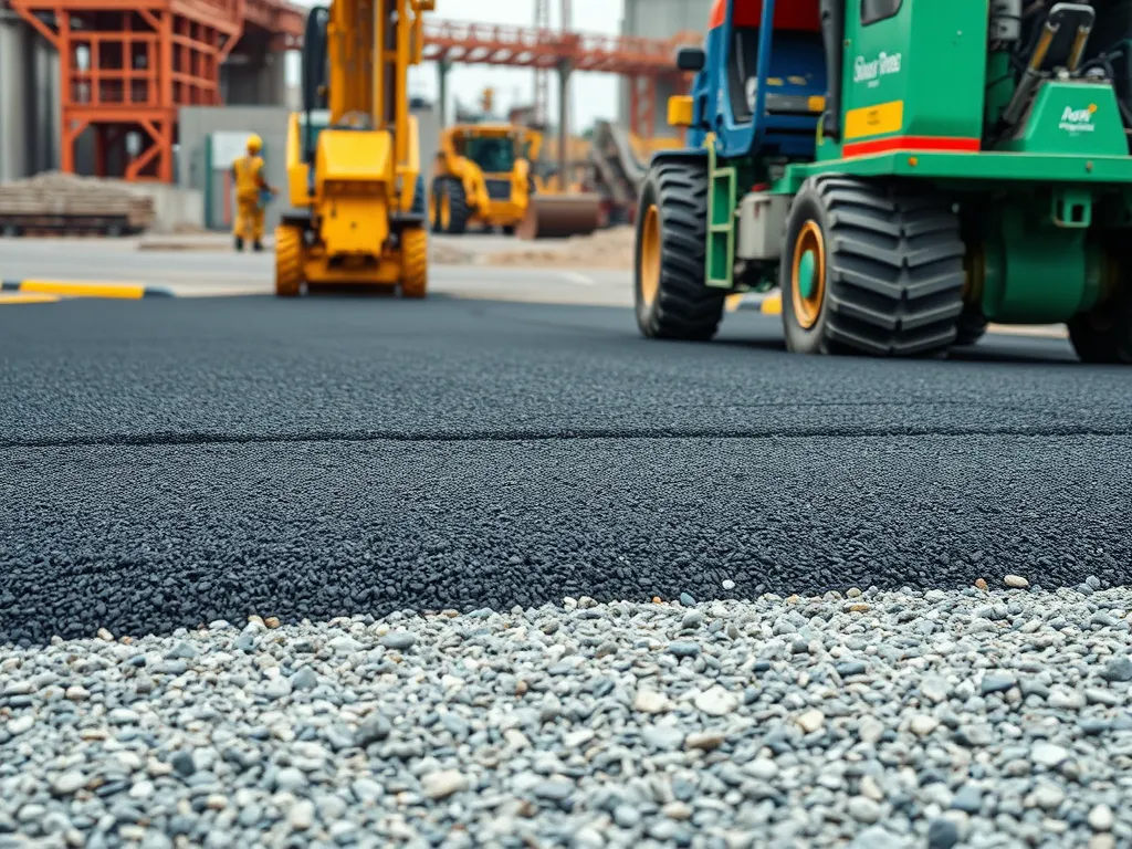 Close-up view of asphalt surface with varying aggregate sizes affecting strength in road construction