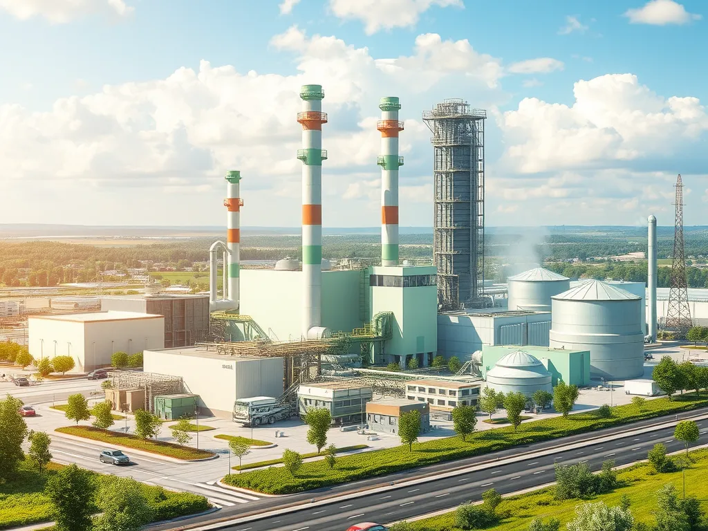 Aerial view of a modern industrial facility showcasing the air-blowing process.