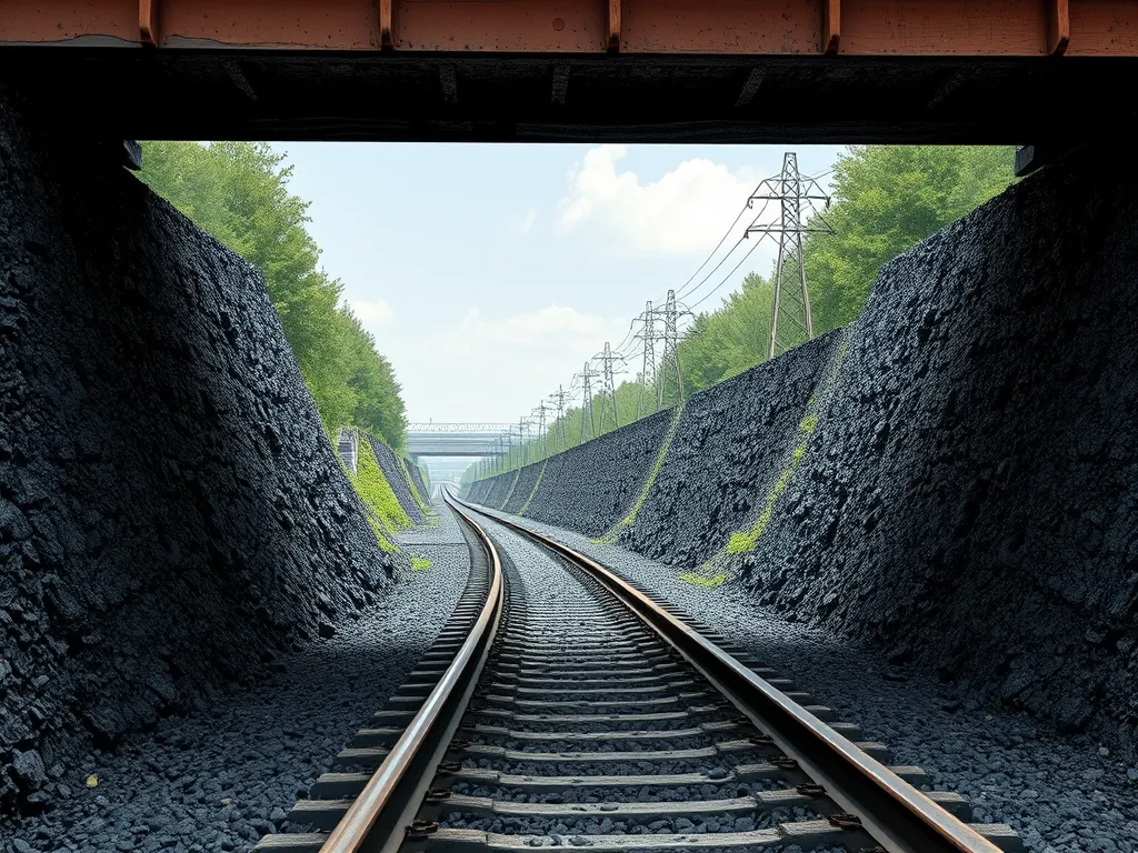Railway tracks surrounded by asphalt, illustrating market trends in asphalt adoption.