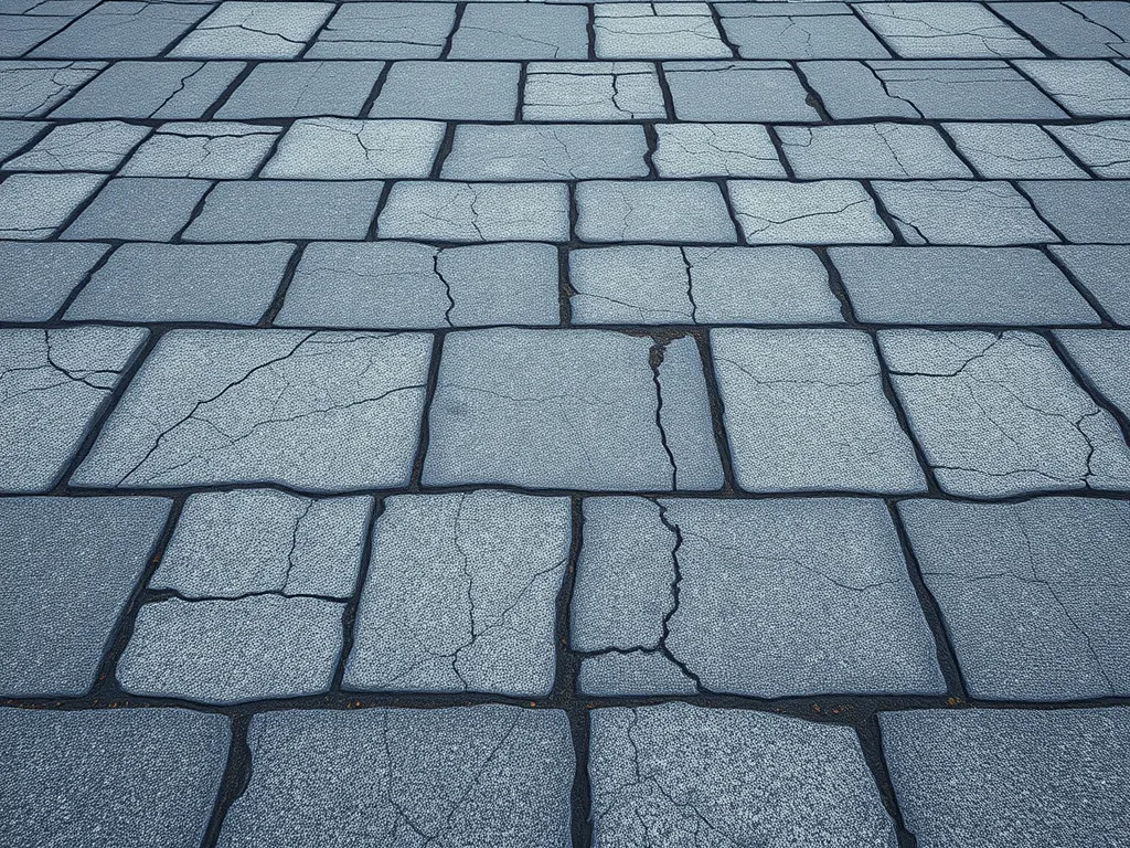 Cracked asphalt surface showing signs of aging and deterioration