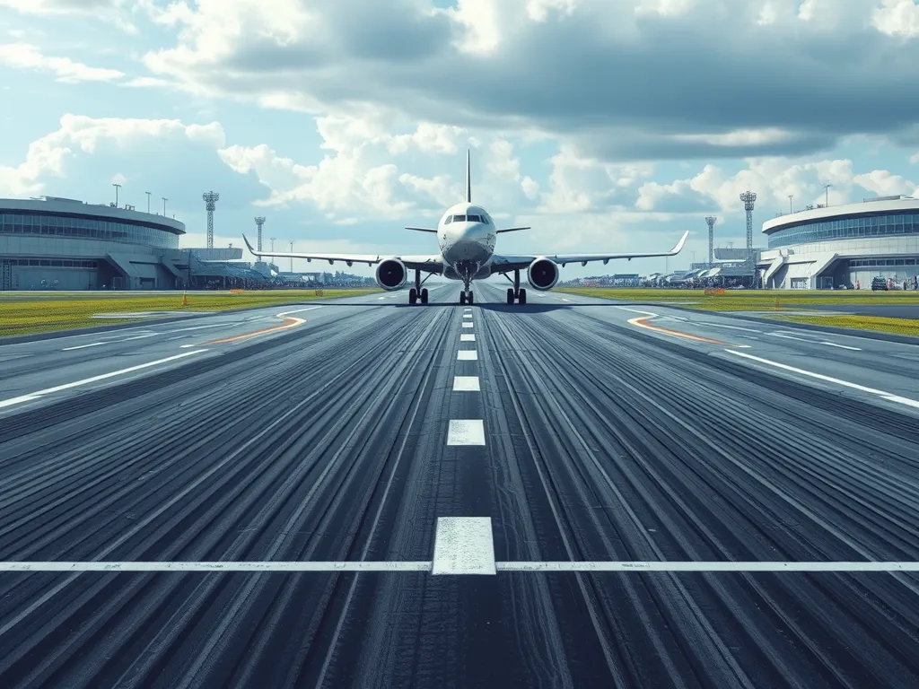 Airplane on asphalt runway highlighting the importance of asphalt in airport construction