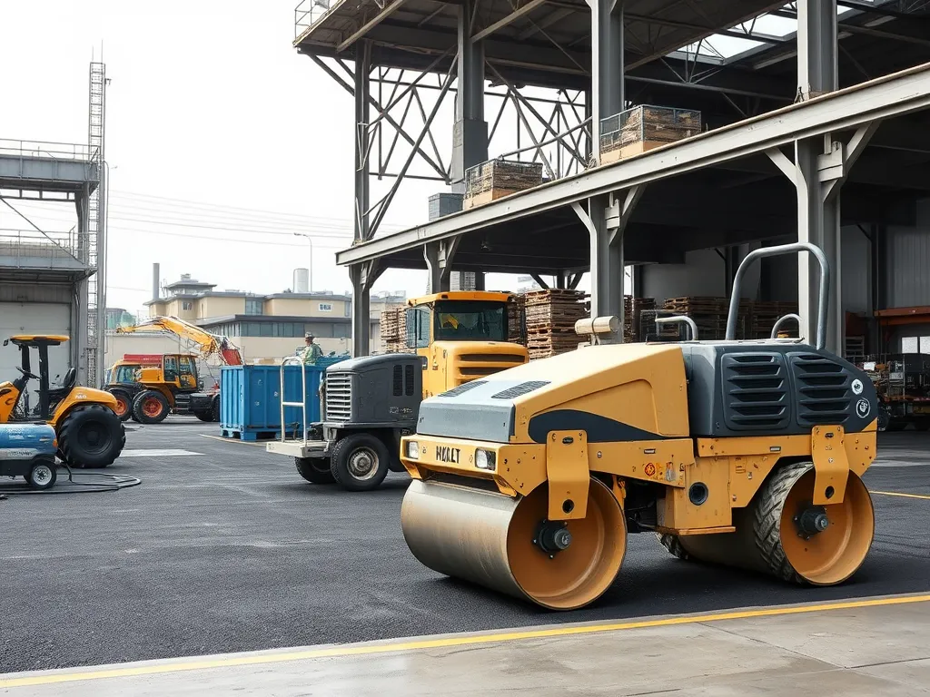 Heavy machinery used for asphalt application techniques ensuring safety on construction sites.