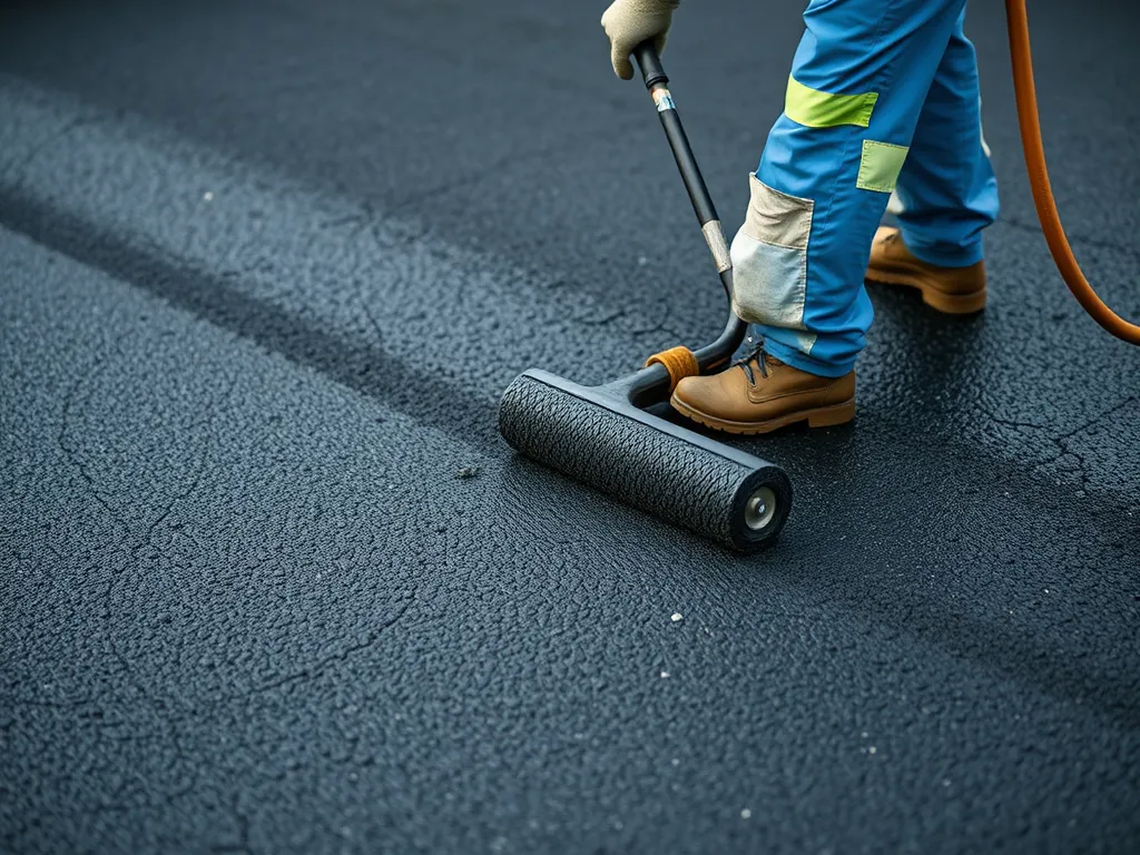 Technician troubleshooting common asphalt application issues with a roller