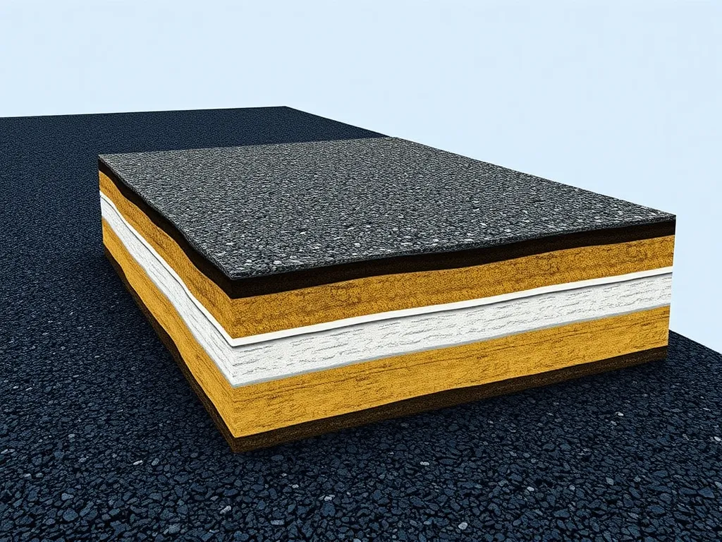 Illustration of asphalt layers showing the significance of base layers in enhancing asphalt durability.