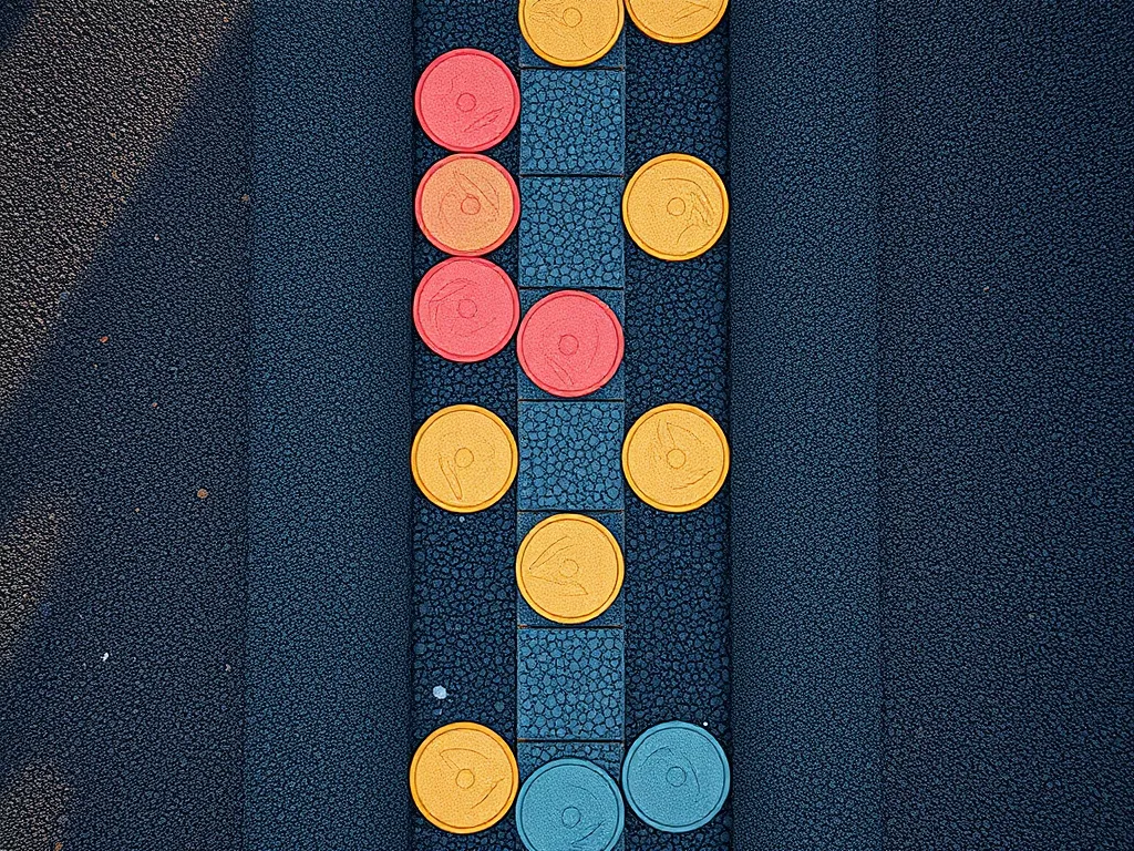 Colorful components representing asphalt binder and its applications in paving.