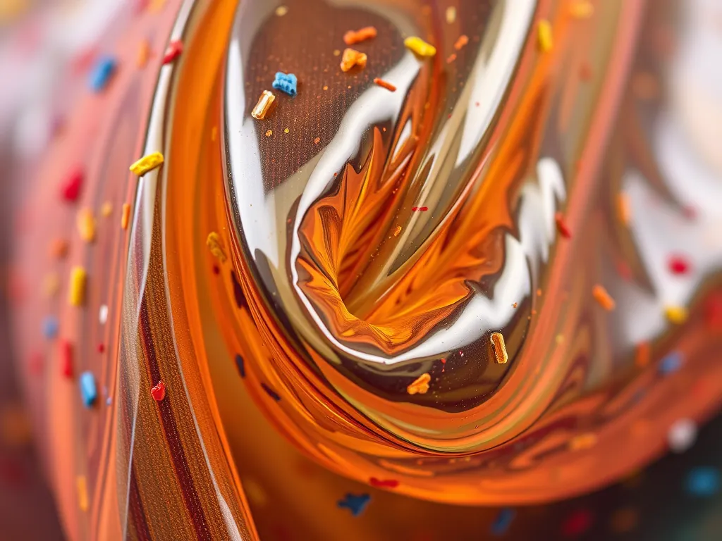 Close-up view of asphalt binder's smooth, swirled texture highlighting its properties.