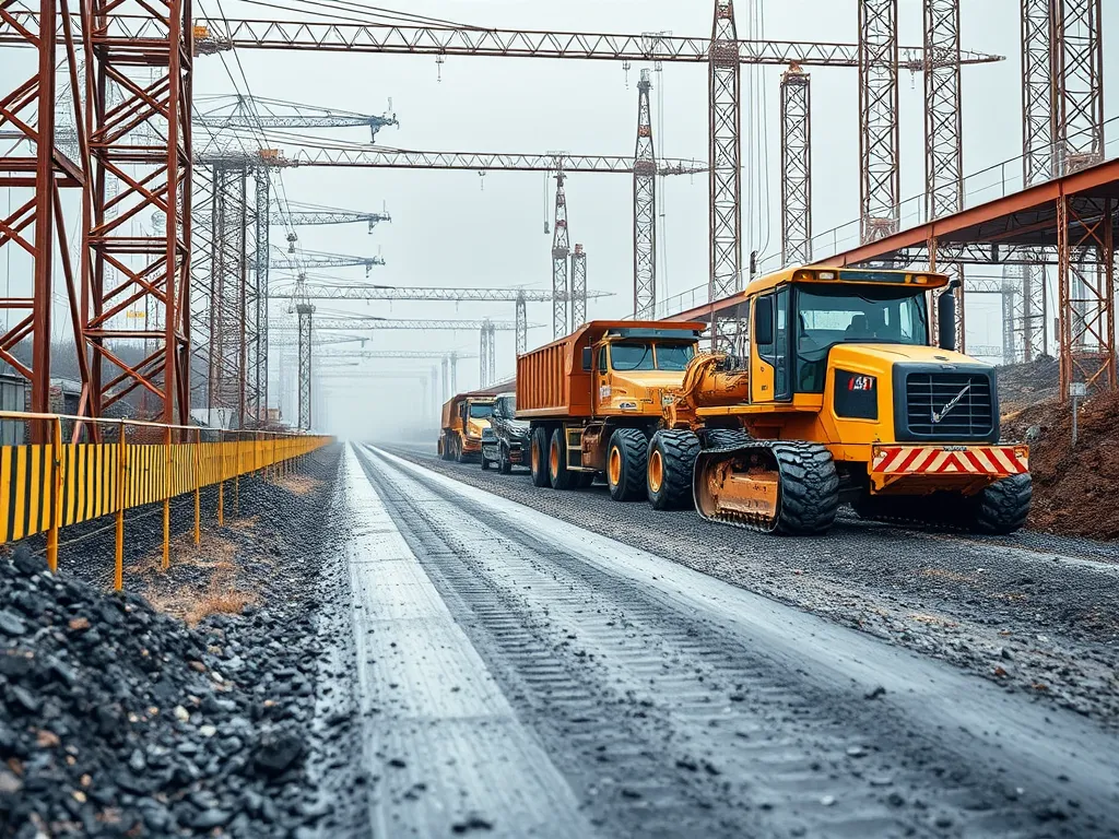 Construction machinery on an asphalt road contributing to sustainability in the circular economy
