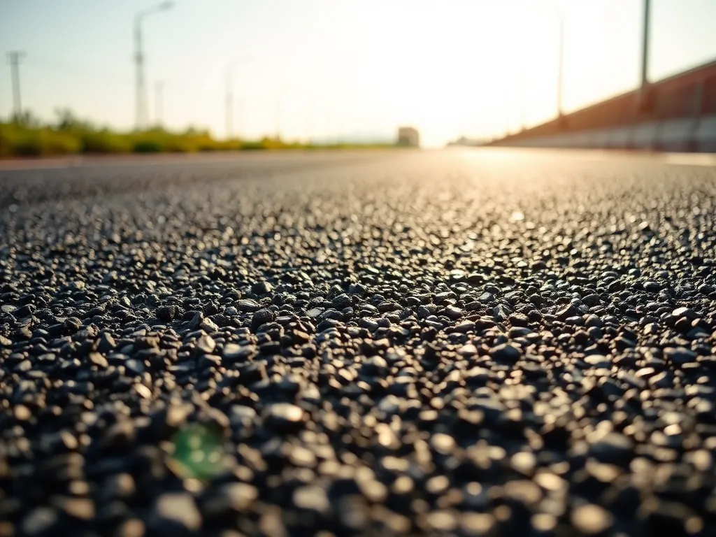 Close-up view of asphalt surface highlighting its texture in climate-resilient infrastructure