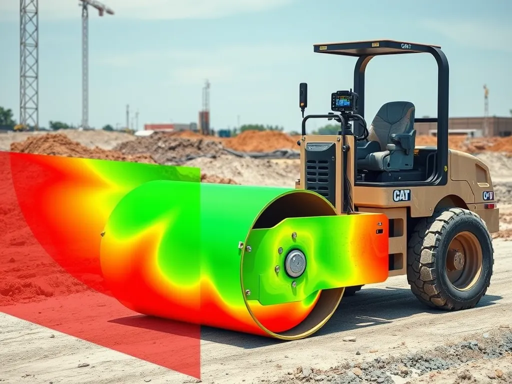 A modern asphalt compaction roller used in road construction, showcasing the science behind effective asphalt compaction.