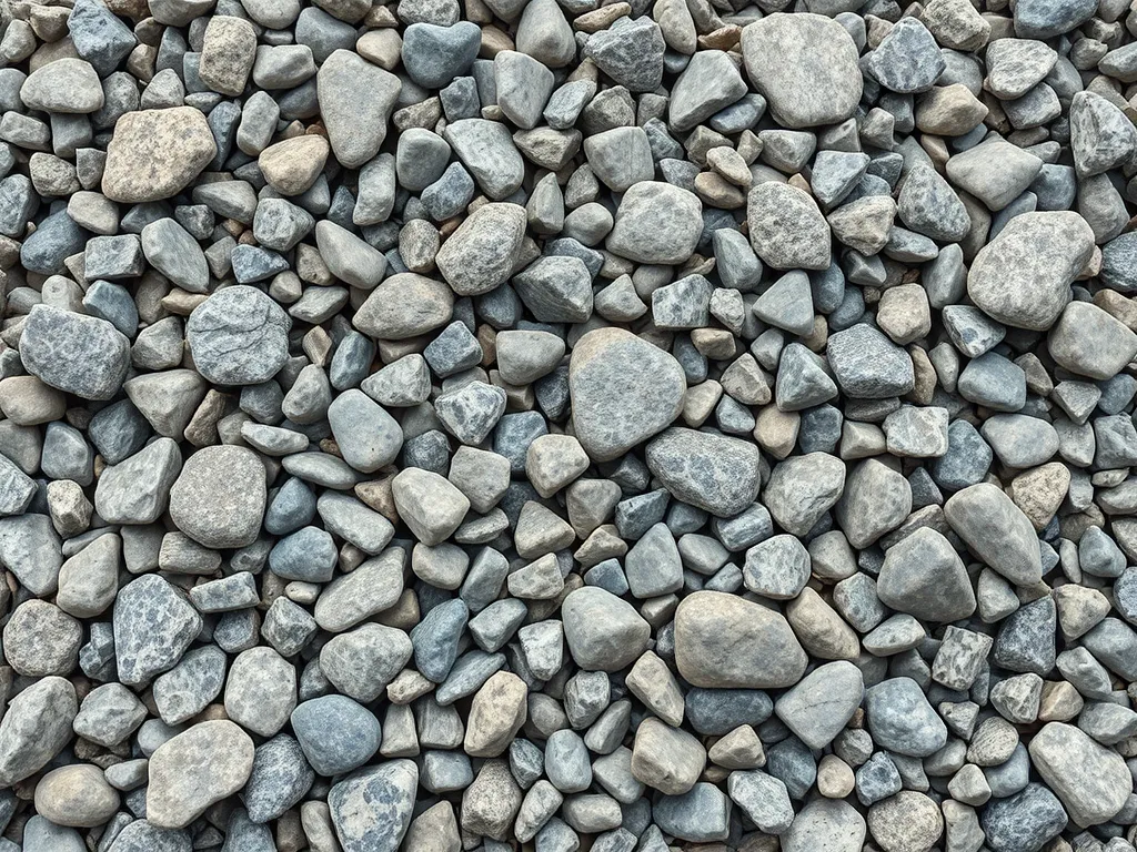 Variety of stones and aggregates used in asphalt concrete for construction.