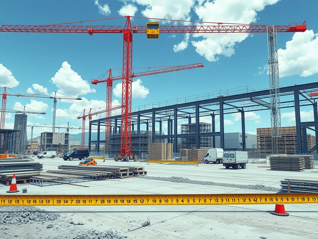 Construction site with cranes and materials for asphalt work, illustrating contractor selection