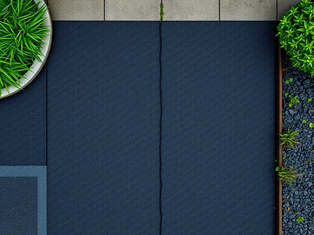 Aerial view of asphalt pavement and landscaping, illustrating quality asphalt work for selection of contractor.