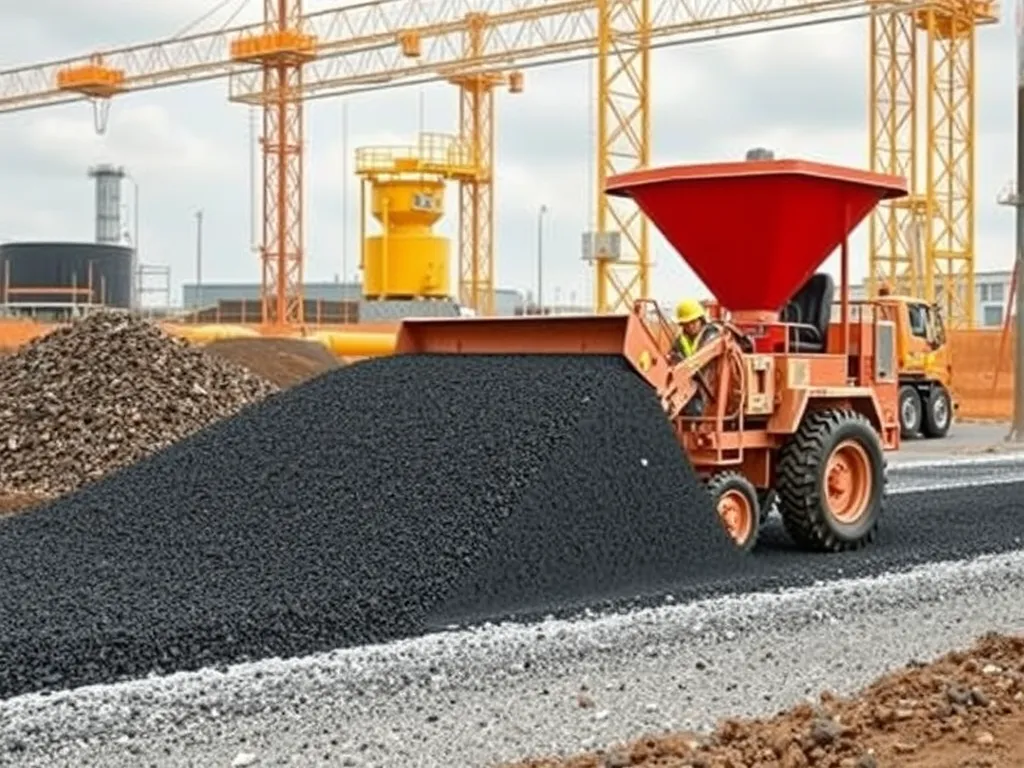 Construction site demonstrating effective asphalt cooling techniques with machinery working on blacktop.
