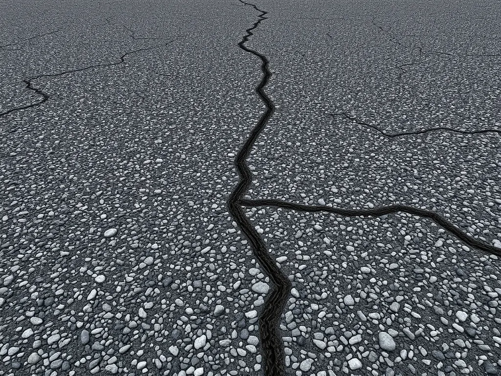 Cracked asphalt surface showing wear, relevant to asphalt cost analysis.