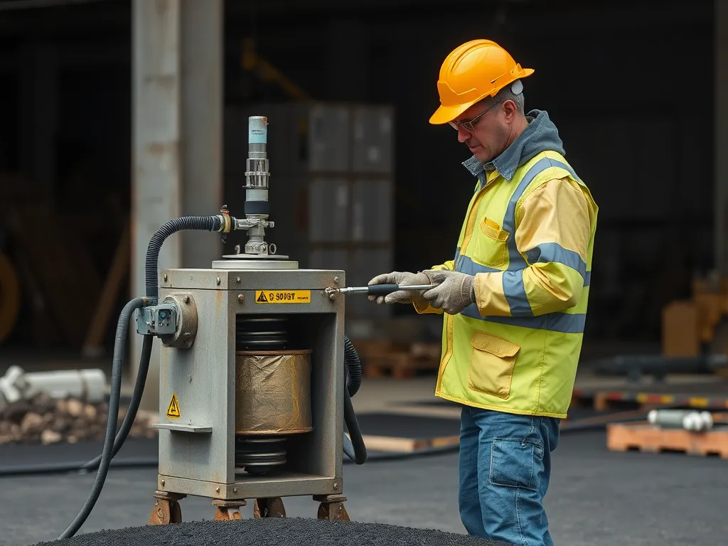 Operator using a machine for asphalt crack repair methods