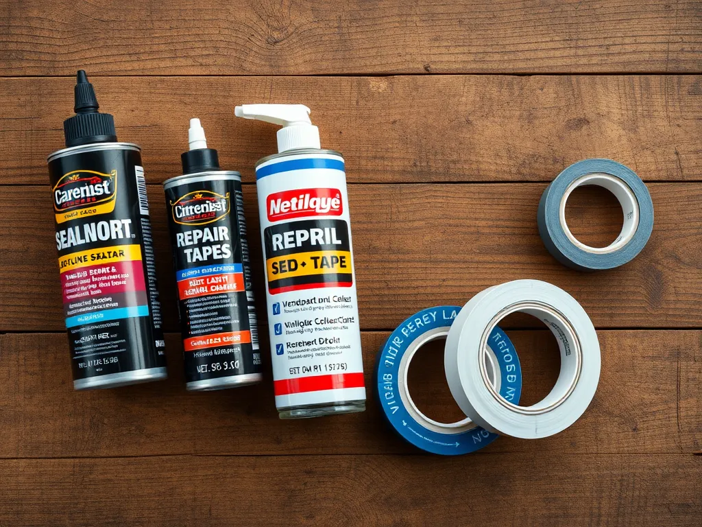 Various asphalt crack repair products including sealants and tapes for effective asphalt maintenance.