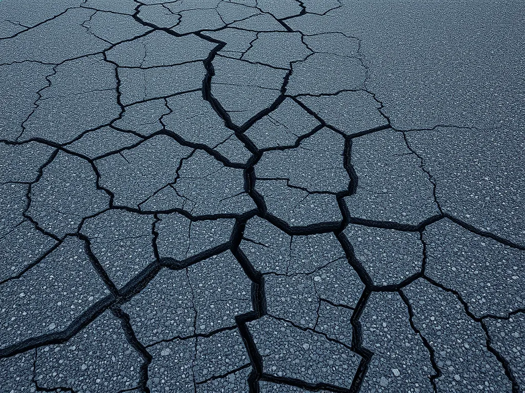 Cracked asphalt surface highlighting the need for repair and questions to ask an asphalt contractor.