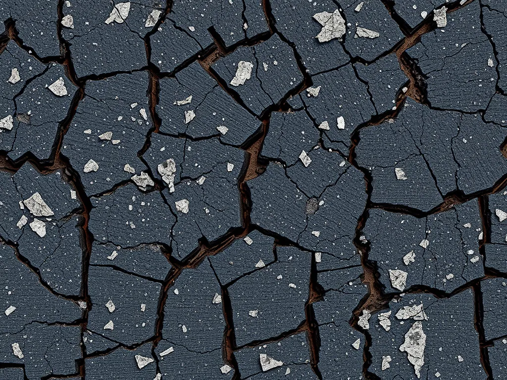 Close-up of cracked asphalt surface illustrating asphalt crack resistance.