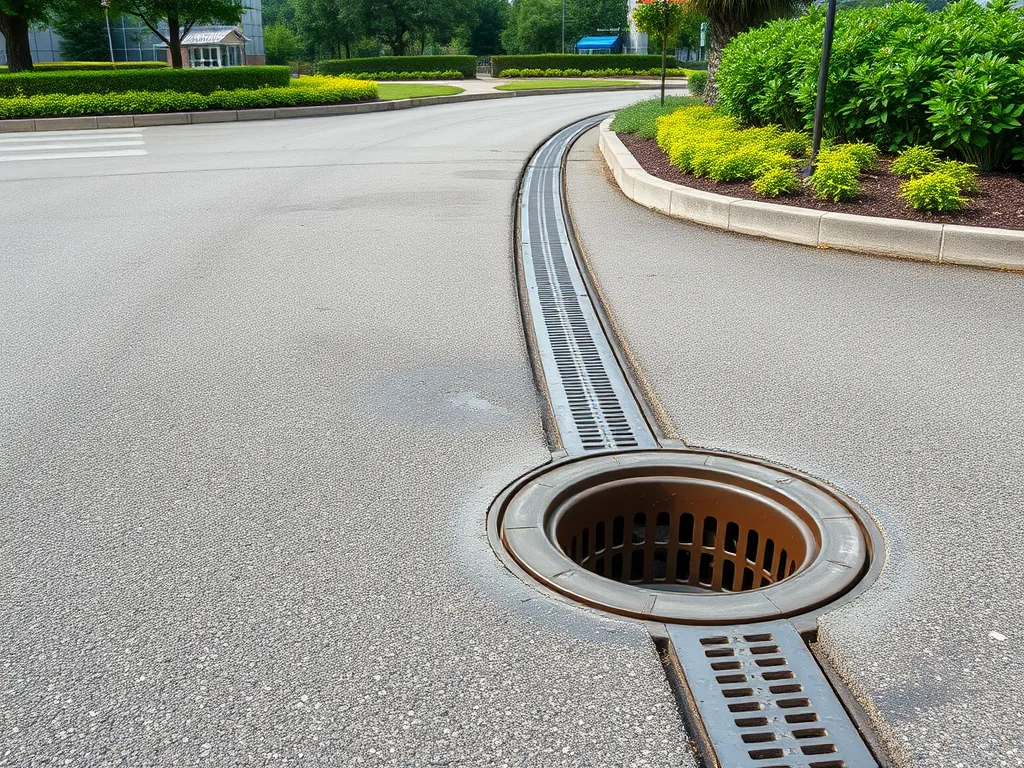 Image showing effective drainage system on asphalt pavement for maintenance techniques.