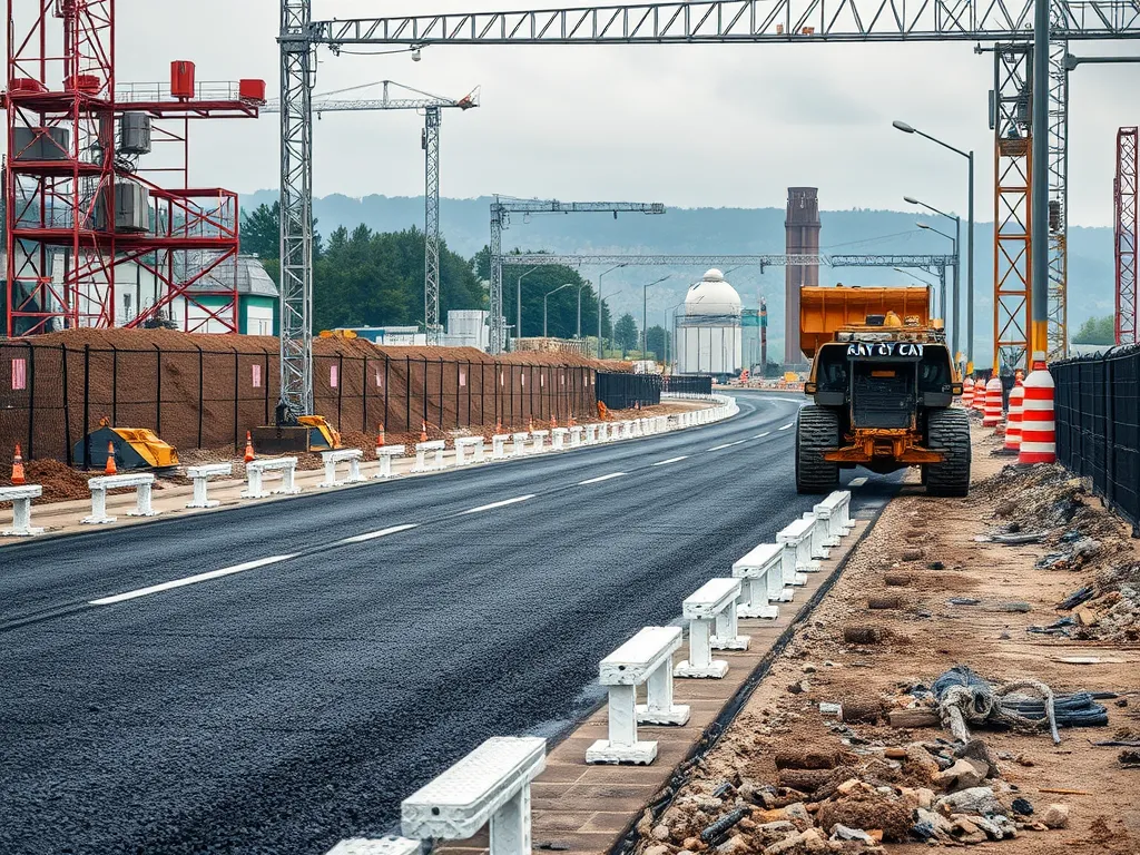 Construction of an asphalt driveway, showcasing the paving process and machinery, relevant for asphalt driveway cost estimation.