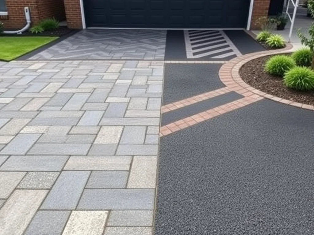 Customized asphalt driveway with various designs and patterns