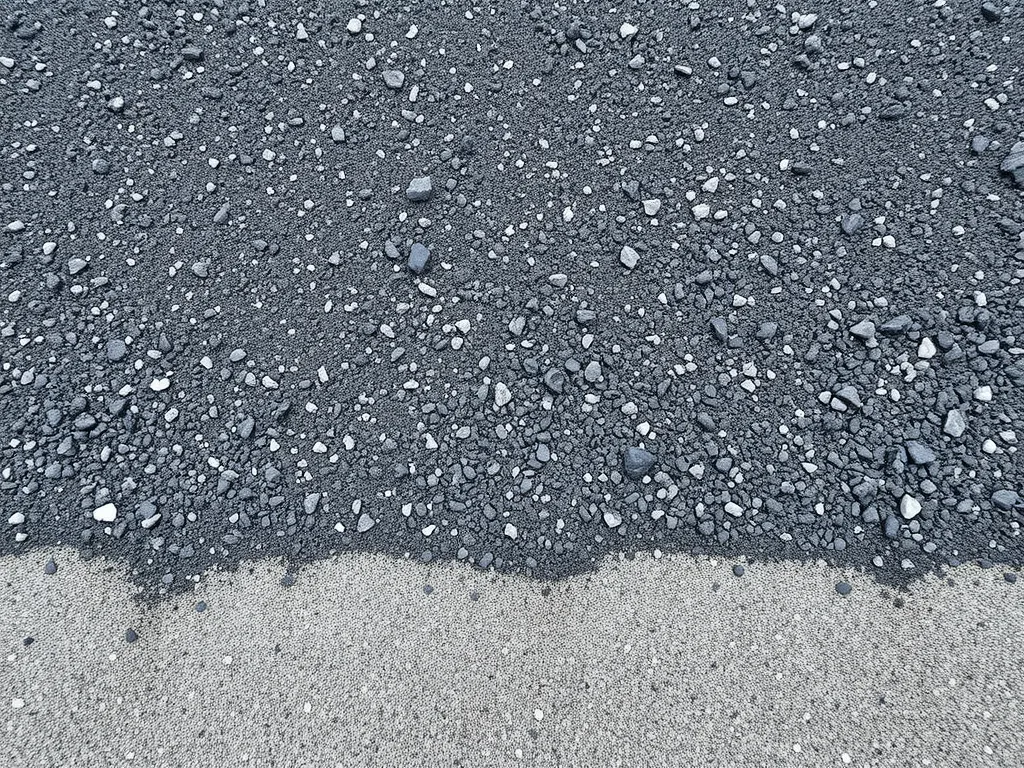 Close-up view of asphalt material for driveway design, showcasing gravel and texture.