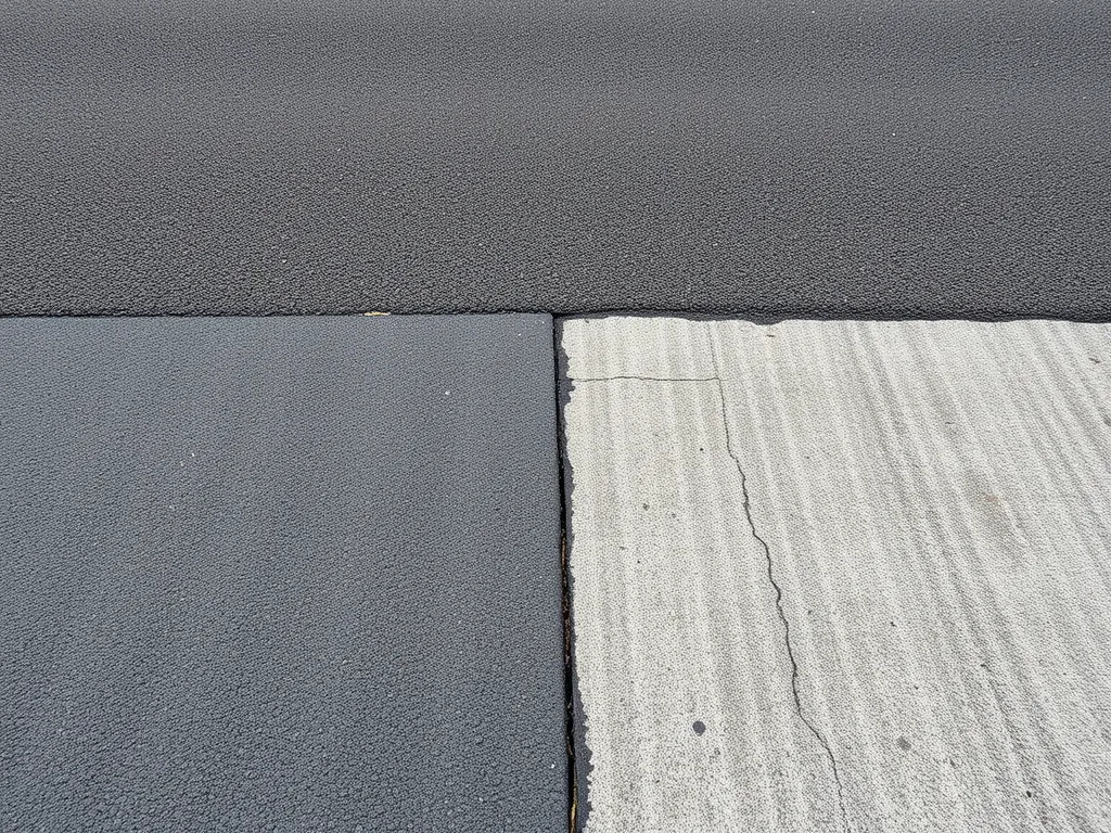 Close-up of asphalt driveway showing maintenance differences for seasonal care.