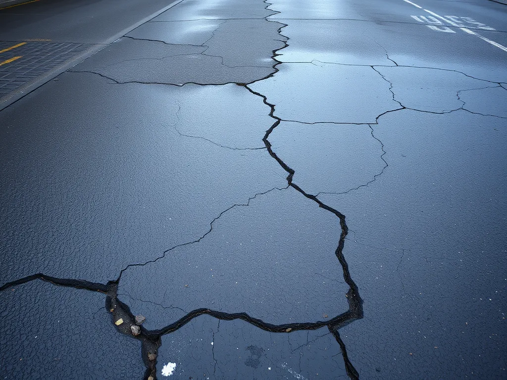 Cracked asphalt driveway indicating the need for repair due to deterioration