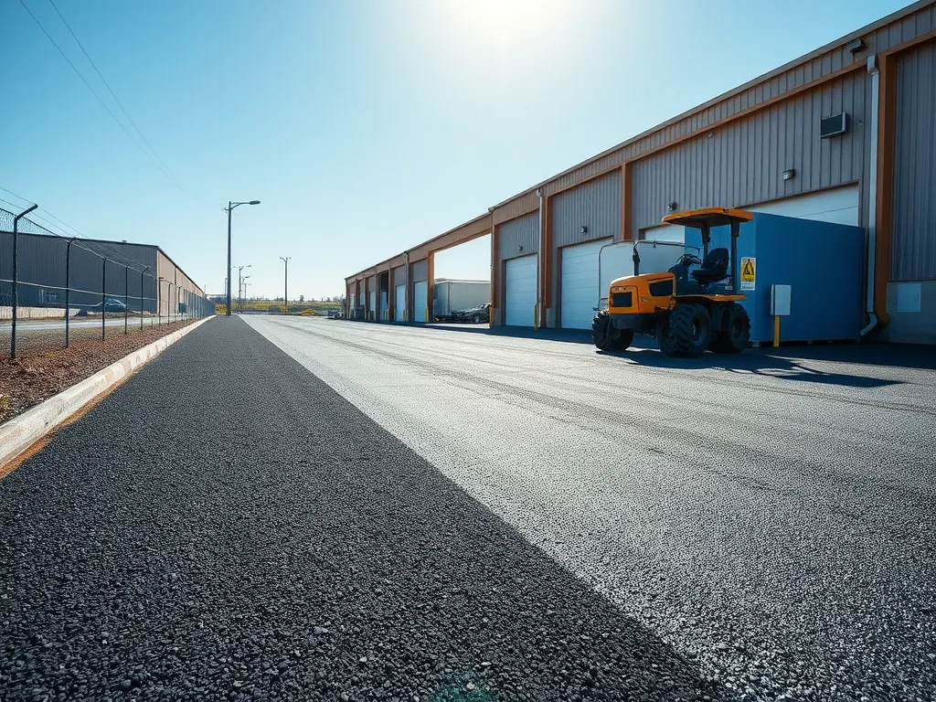 Freshly laid asphalt that is drying before vehicles can drive on it.