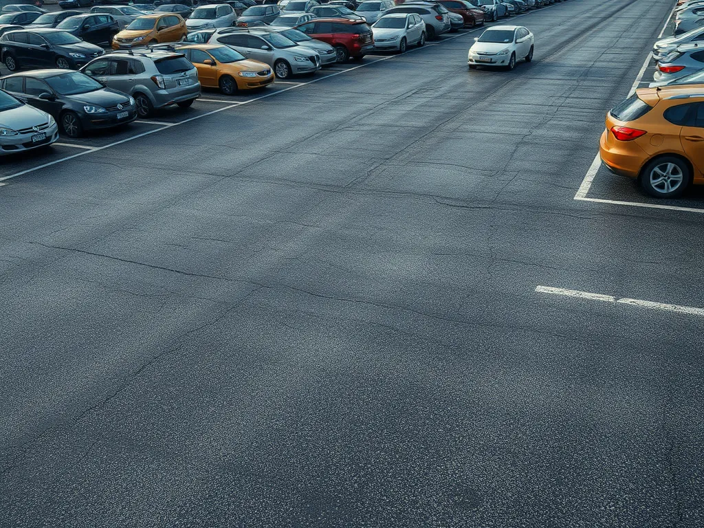 A well-maintained asphalt parking lot showcasing durability for commercial projects.