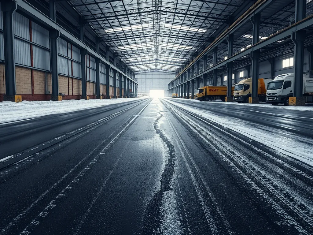 High-quality asphalt surface in a commercial warehouse showing durability and design.