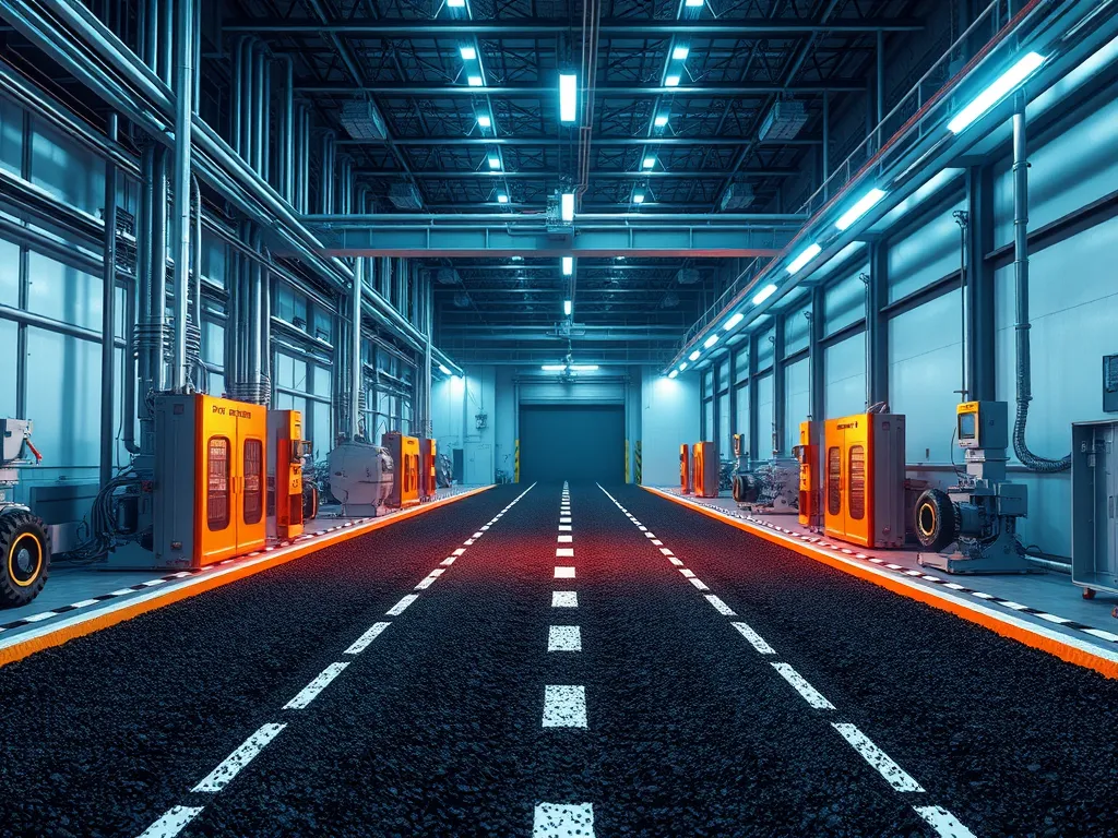 Innovative asphalt durability testing facility showcasing advanced materials and technology.