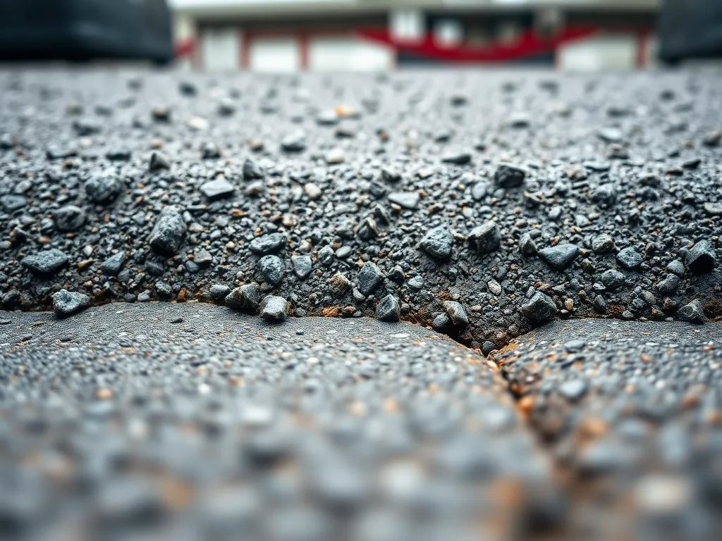 Close-up of asphalt surface showcasing durability innovations in construction.