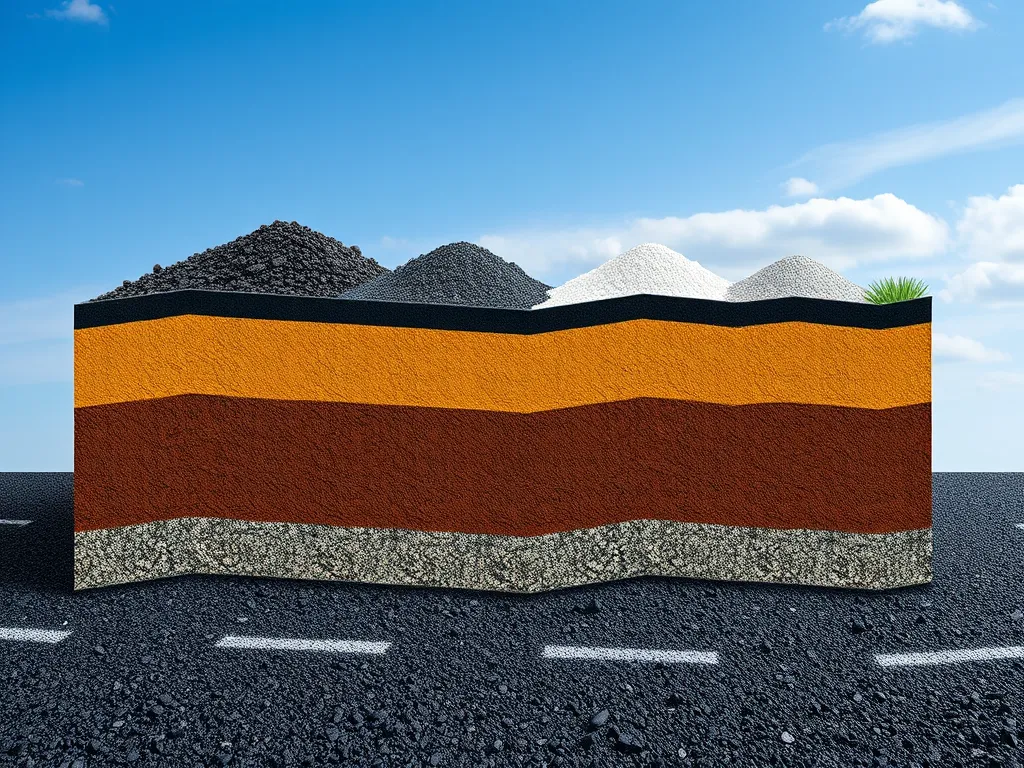 Illustration showing different layers of asphalt for durability tests comparison
