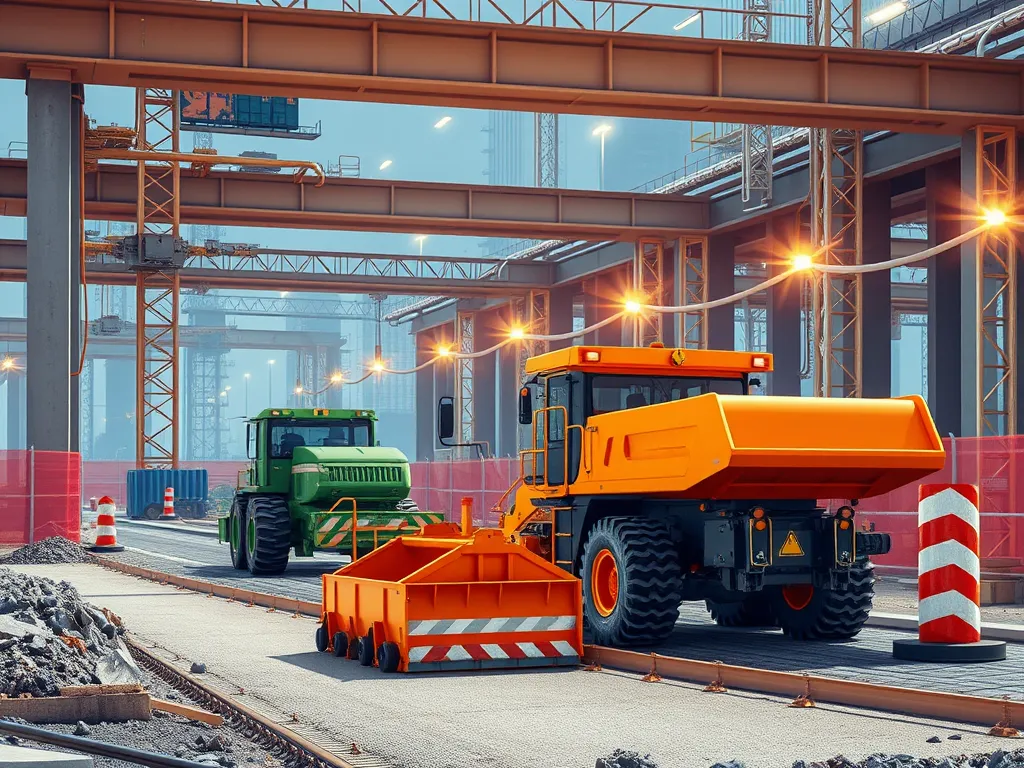 Heavy machinery working on asphalt paving for energy-efficient construction
